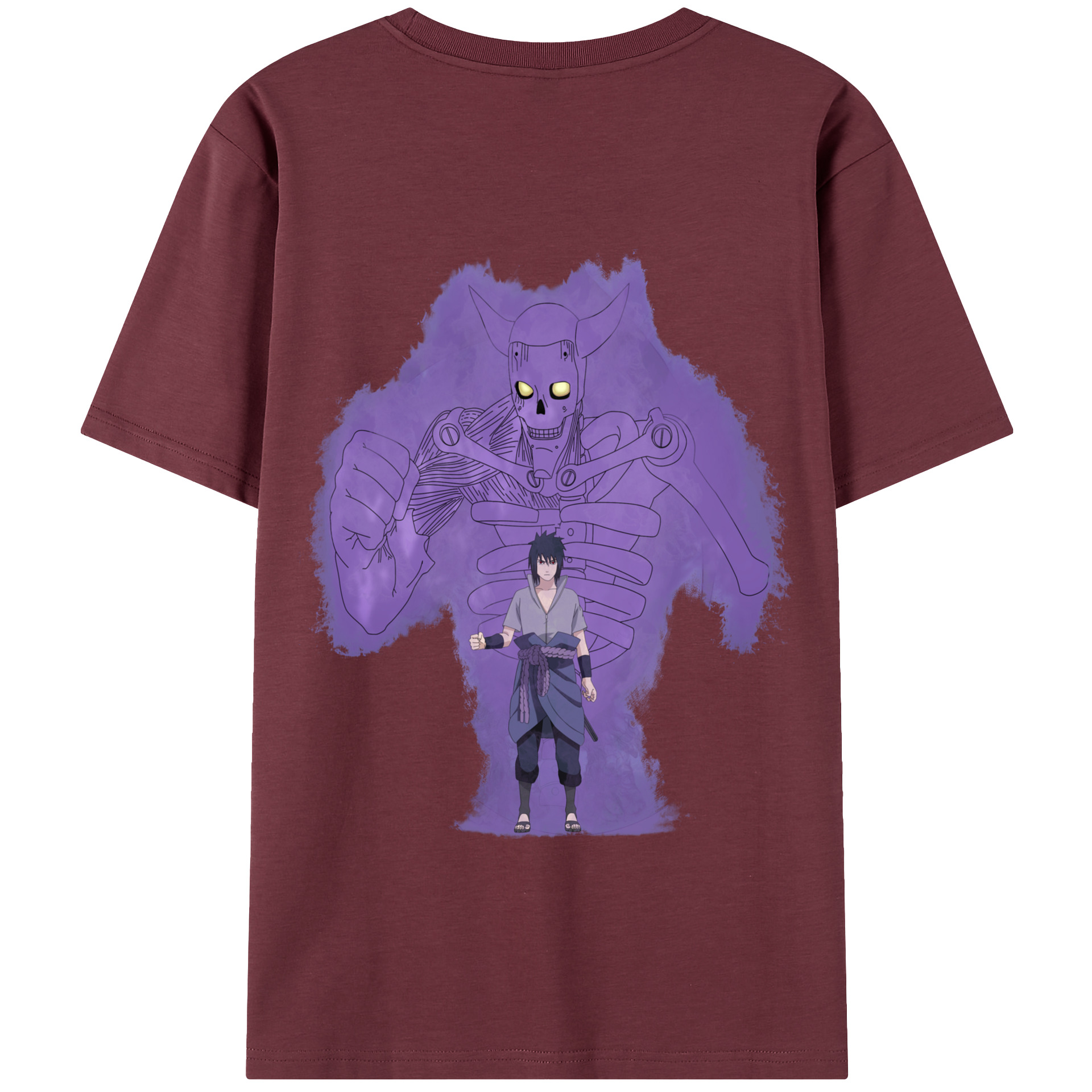 （画像用） NARUTO -ナルト- うちは サスケ Uchiha Sasuke 綿100％半袖Tシャツ（背面プリント）